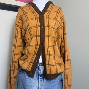 Calvin Klein Checkered Cardigan - Mustard and Brown